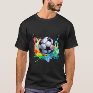 Football Watercolor Soccer Ball Artsy Splash Playe T-Shirt