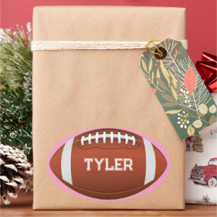 Football & White Name on Pink Oval Sticker