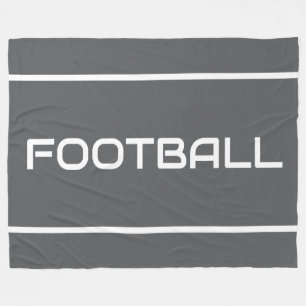 FOOTBALL White Text Stripes On Professional Gray Fleece Blanket