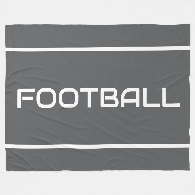 FOOTBALL White Text Stripes On Professional Gray Fleece Blanket (Front (Horizontal))