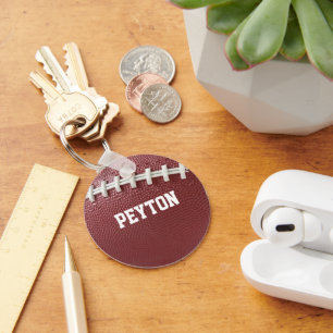 Football with Laces Look Personalized Keychain