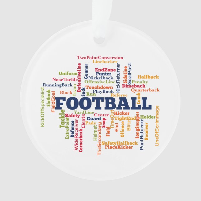 Football Word Cloud Ornament (Front)