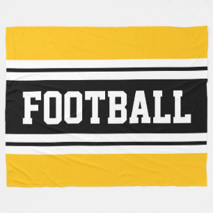 FOOTBALL Yellow Orange Black White Racing Stripes Fleece Blanket
