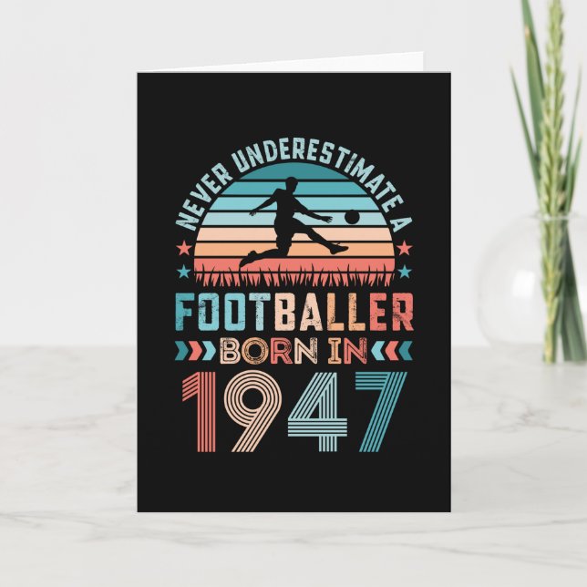 Footballer born 1947 Football 80th Birthday Gift Card (Front)
