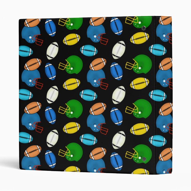 Footballs and Helmets theme black background Binder (Back/Spine)