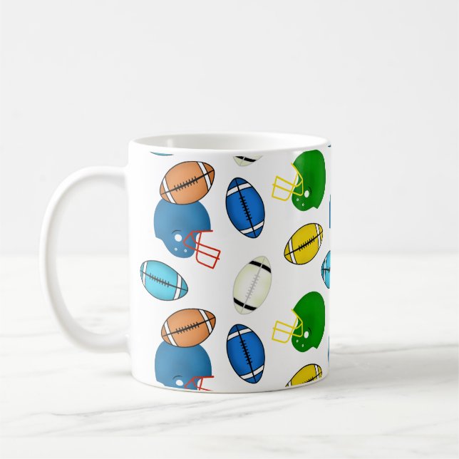Footballs and Helmets theme Coffee Mug (Left)