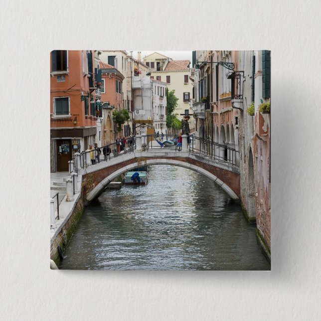 Footbridge in Venice 2 Inch Square Button (Front)
