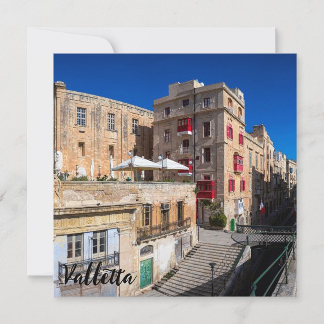 Footbridge, narrow street with stairs in Valletta (Front)