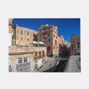 Footbridge, narrow street with stairs in Valletta Doormat