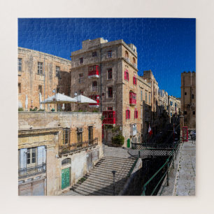 Footbridge, narrow street with stairs in Valletta  Jigsaw Puzzle