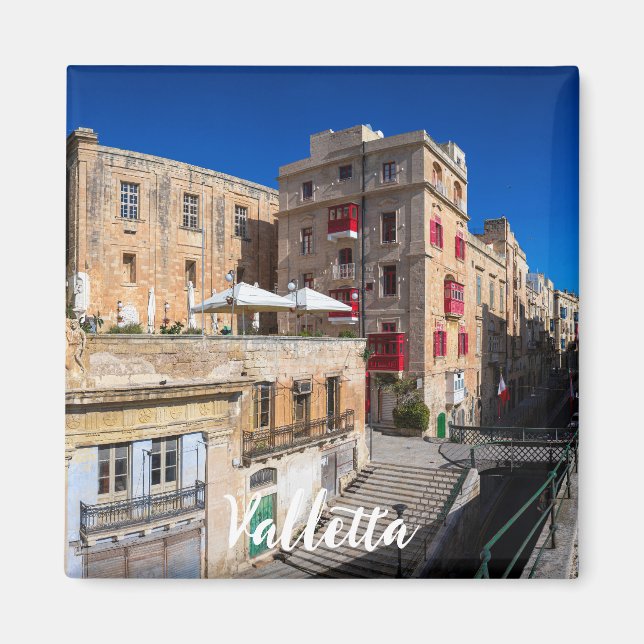 Footbridge, narrow street with stairs in Valletta  Magnet (Front)