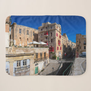 Footbridge, narrow street with stairs in Valletta Sherpa Blanket