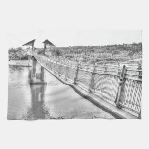 Footbridge over the North Saskatchewan River Kitchen Towel