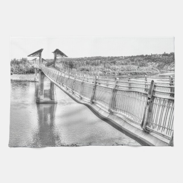 Footbridge over the North Saskatchewan River Kitchen Towel (Horizontal)