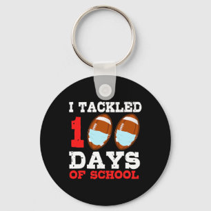 Footbyll Masks Fun 100 Days Of School Teacher Boy Keychain