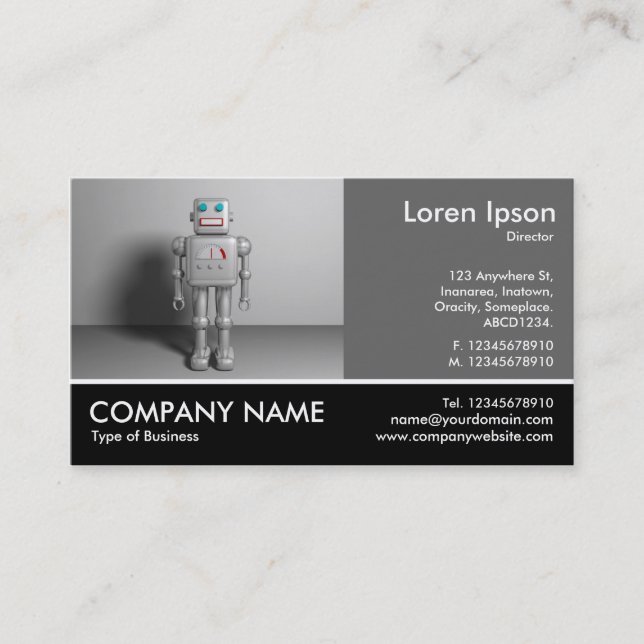 Footed Photo - 60pc Grey - Robot Business Card (Front)