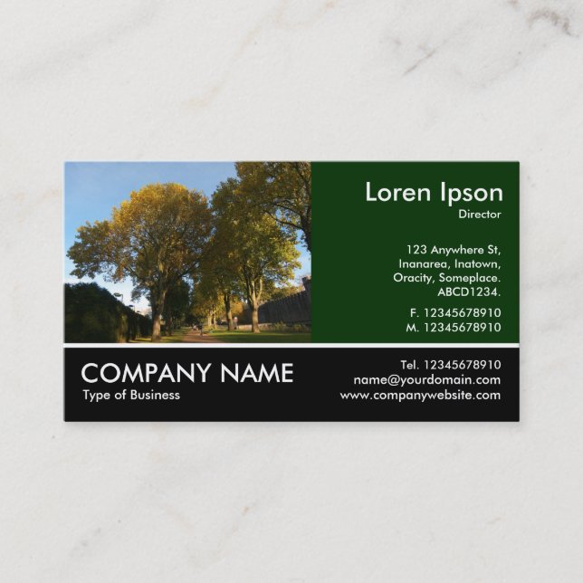 Footed Photo - Autumn in the Park Business Card (Front)