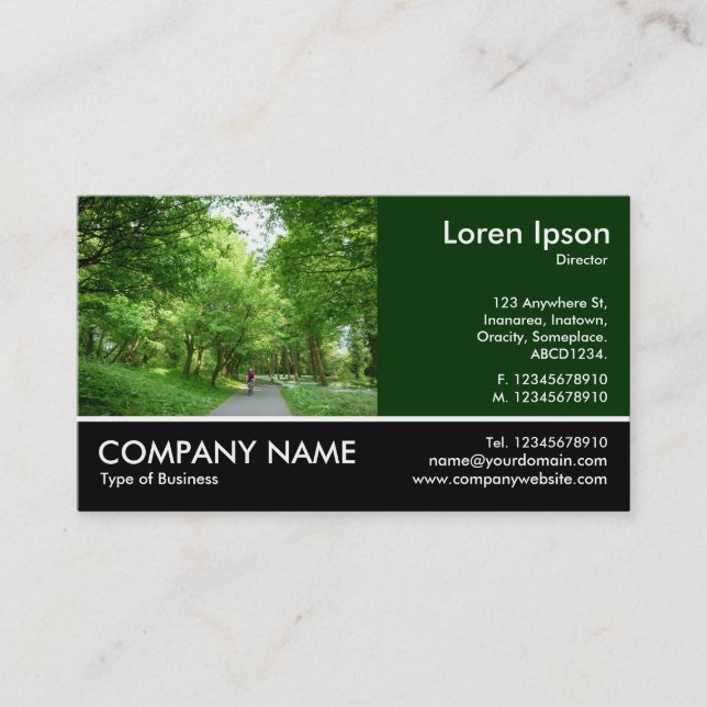 Footed Photo - Dk Green - Cycle Way Business Card (Front)