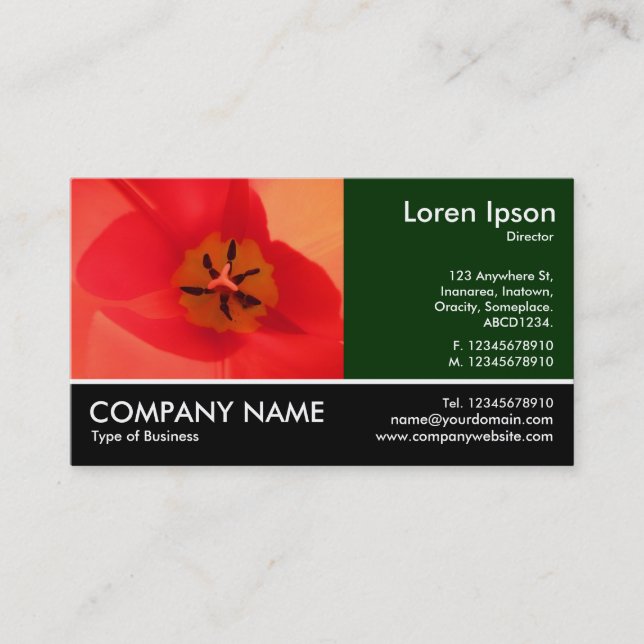 Footed Photo - Dk Green - Inside a Tulip Business Card (Front)