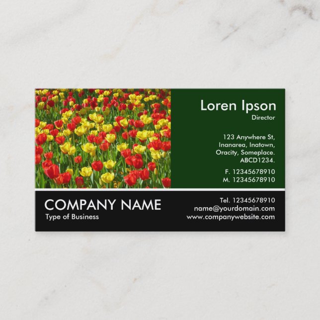 Footed Photo - Dk Green - Sea of Tulips III Business Card (Front)