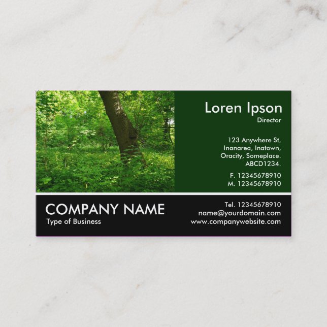 Footed Photo - Dk Green - Spring in the Woods Business Card (Front)