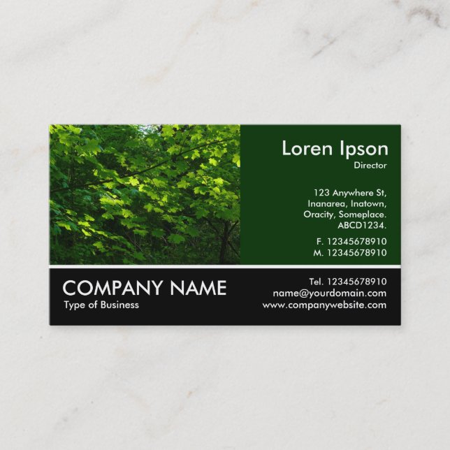 Footed Photo - Dk Green - Spring Leaves Business Card (Front)