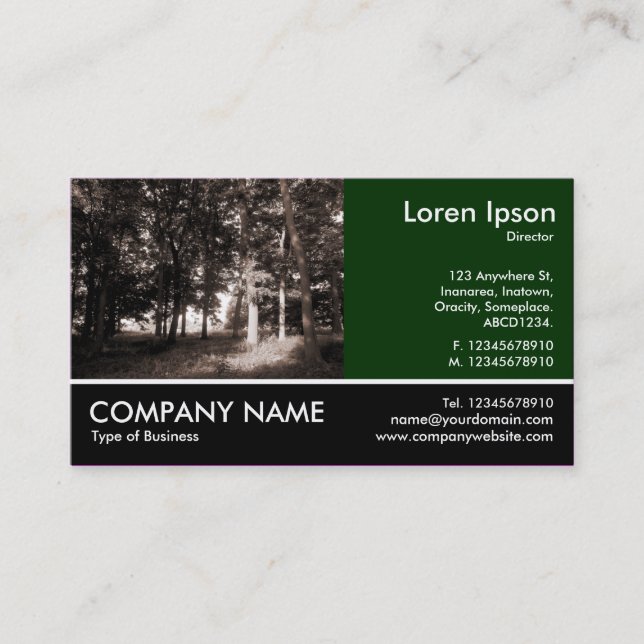 Footed Photo - Dk Green - Woods in the Park Business Card (Front)