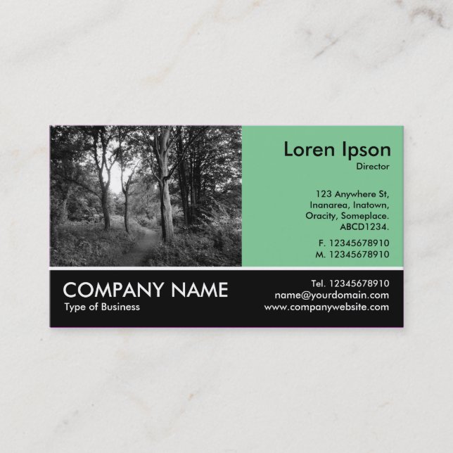 Footed Photo - Faded Green - In the Woods Business Card (Front)
