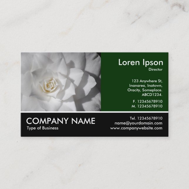 Footed Photo - White Camellia Business Card (Front)