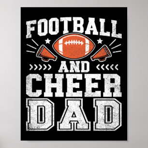 Footll And Cheer Dad Daddy Cheerleader Player Fath Poster