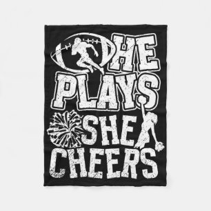 Footll And Cheer Dad Proud Cheerleading And Footll Fleece Blanket