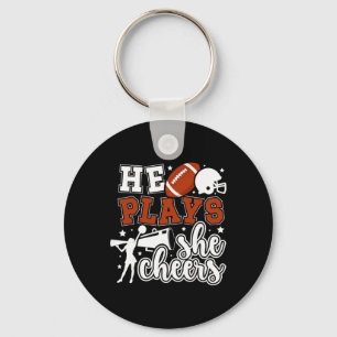 Footll And Cheer Mom Proud Cheerleading And Footll Keychain