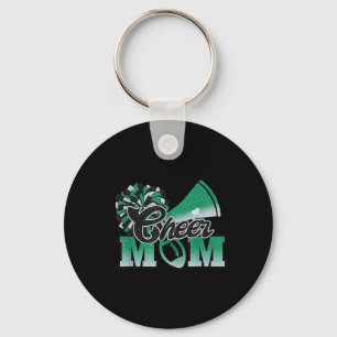 Footll Cheer Mom Biggest Fan Cheerleader Black Gre Keychain