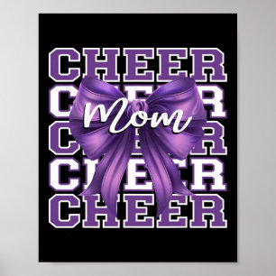 Footll Cheer Mom Game Day Purple Bow Cheerleading Poster