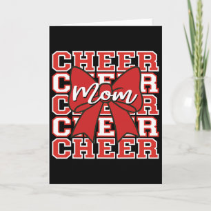 Footll Cheer Mom Game Day Red Bow Cheerleading  Card
