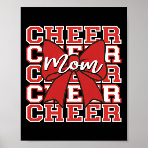 Footll Cheer Mom Game Day Red Bow Cheerleading Poster