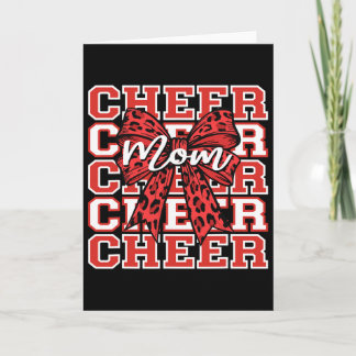 Footll Cheer Mom Game Day Red Leopard Bow Cheerlea Card