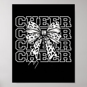 Footll Cheer Mom Game Day White Bow Cheerleading Poster