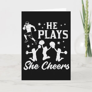 Footll Cheerleader He Plays She Cheers Cheerleadin Card