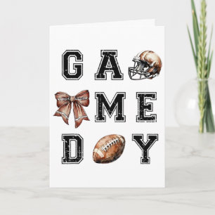 Footll Coquette Bow Footll Mom Game Day Women Girl Card