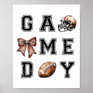 Footll Coquette Bow Footll Mom Game Day Women Girl Poster