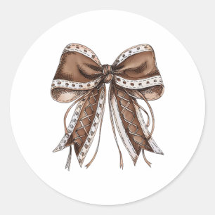 Footll Coquette Bow Game Day Shirt 2 Sided  Classic Round Sticker