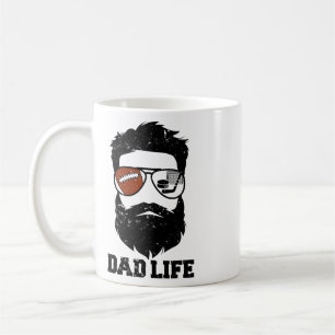 Footll Hockey Dad Messy Hair Beard Footll Hockey D Coffee Mug
