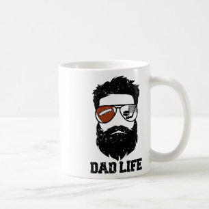Footll Hockey Dad Messy Hair Beard Footll Hockey D Coffee Mug