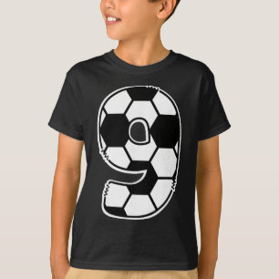 Footll Number 9 Kids Birthday Soccer Maths Day T-Shirt