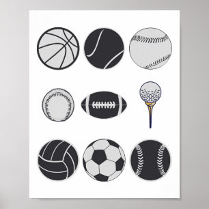 Footll Sell Soccer Volleyll Sketll Cricket Ll Poster