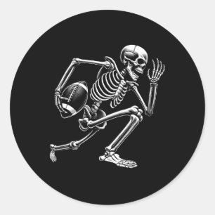 Footll Skeleton Playing Footll Halloween Skull Lov Classic Round Sticker