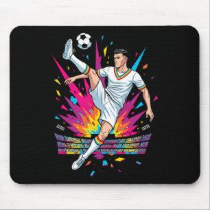 Footll Soccer In Rainbow Colour Explosion Comic Mouse Pad