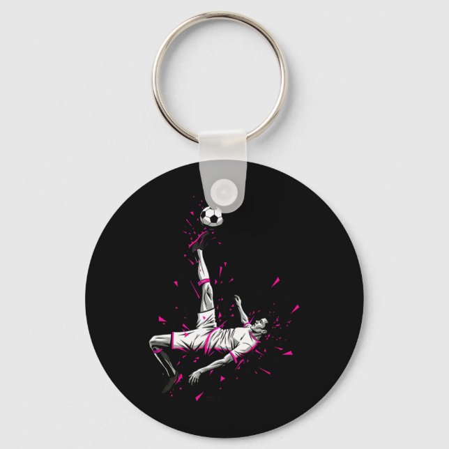 Footll Soccer Player Spectacular Bicycle Kick Comi Keychain (Front)