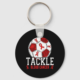 Footll Tackle Blood Cancer Awareness Men Women Red Keychain